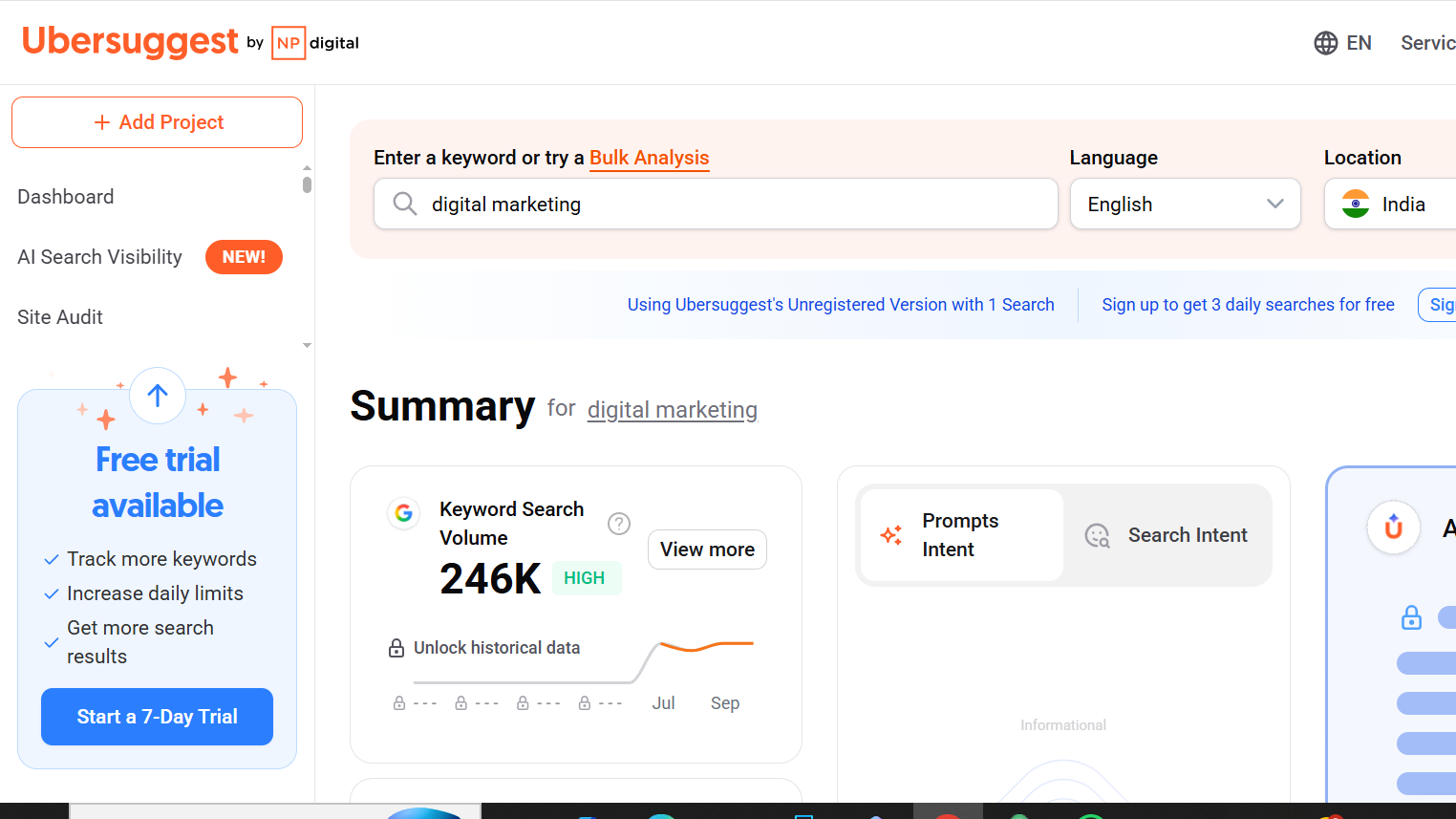 Ubersuggest : free SEO tools for keyword research 
