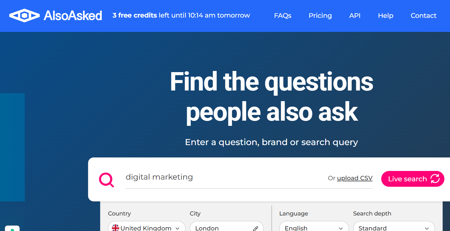 AlsoAsked : free SEO tools for keyword research 