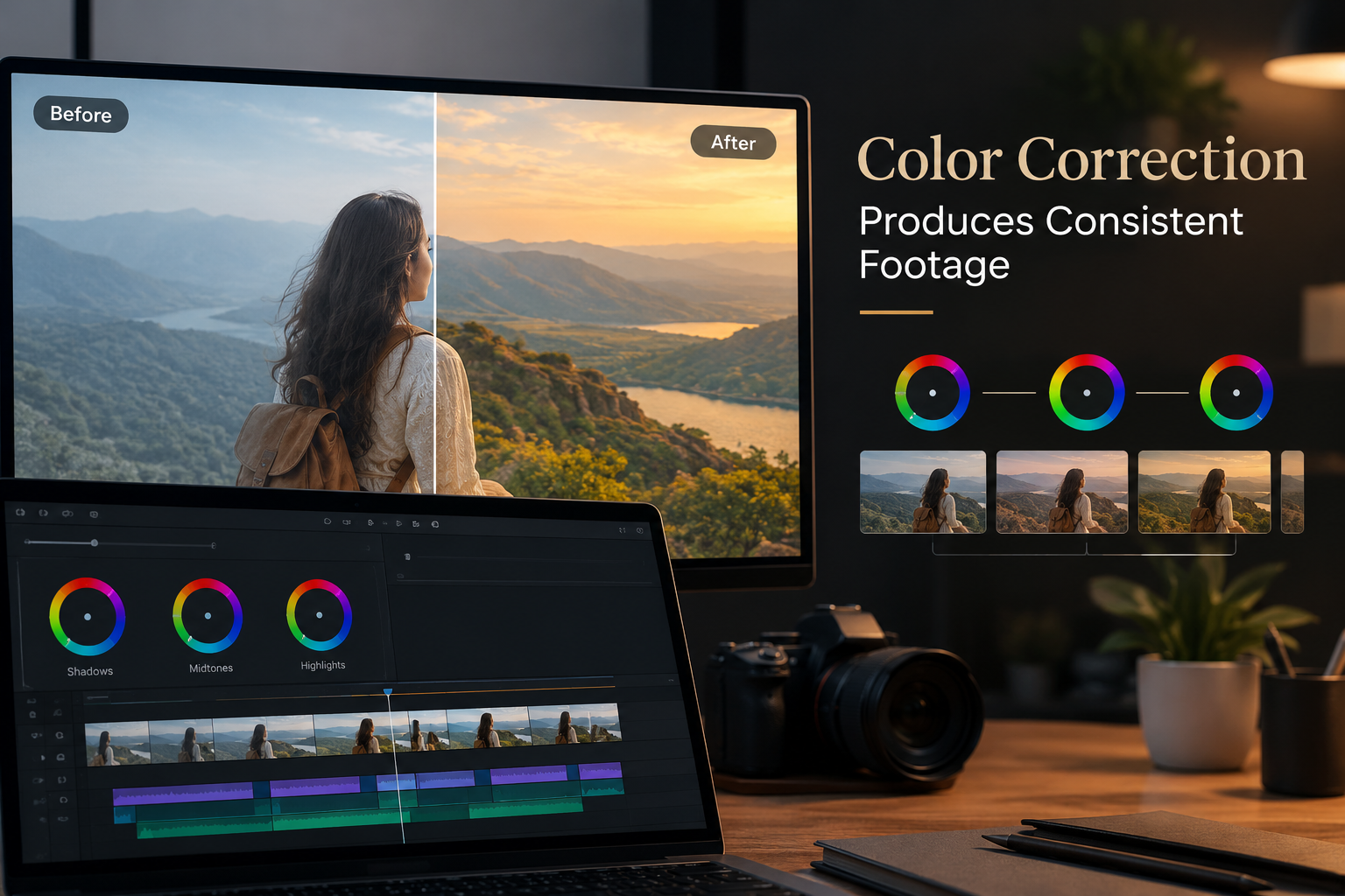 Good footage being transformed through professional video editing