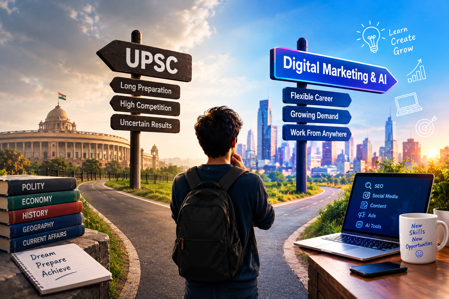 Didn’t Clear UPSC? Explore New Career Opportunities with Digital Marketing and AI 